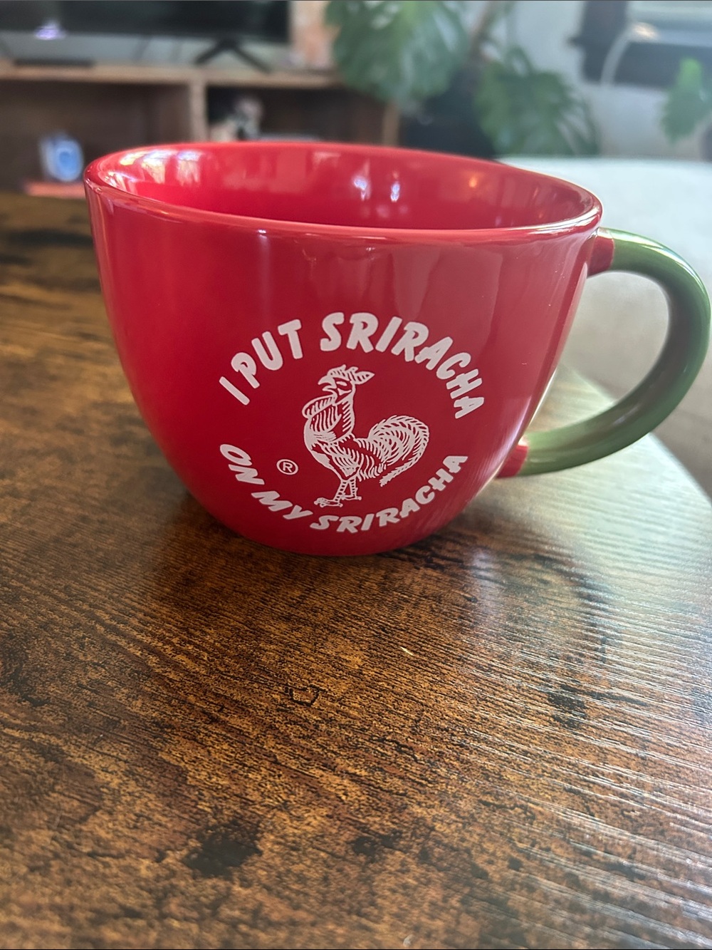 I Put Sriracha On My Sriracha Red Ceramic Mug with Green Handle